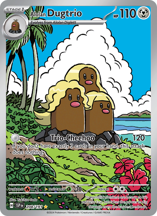 Alolan Dugtrio Illustration rare (208/191) Surging Sparks