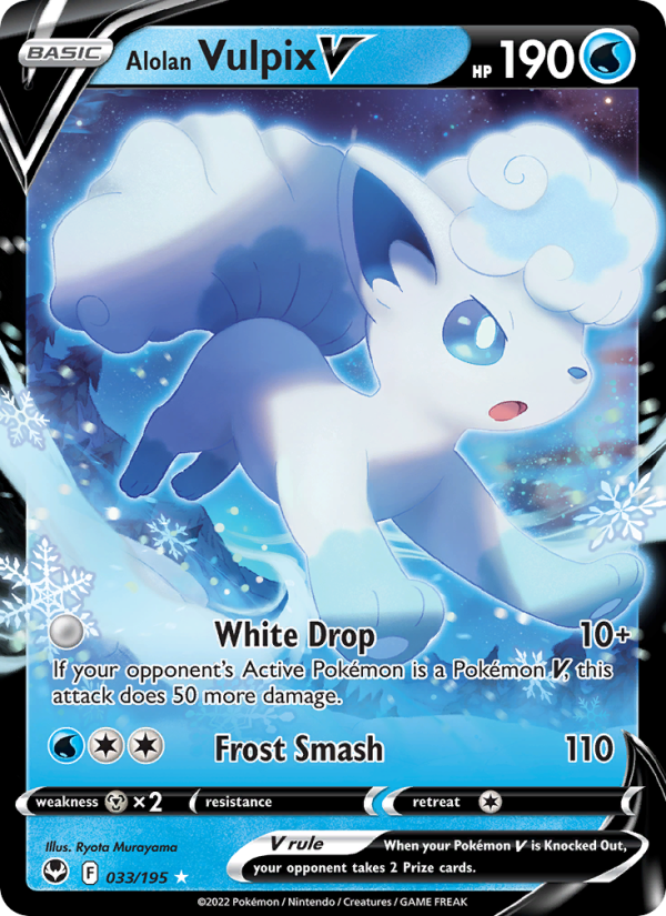 Alolan Vulpix V Holo Rare V (033/195) Silver Tempest