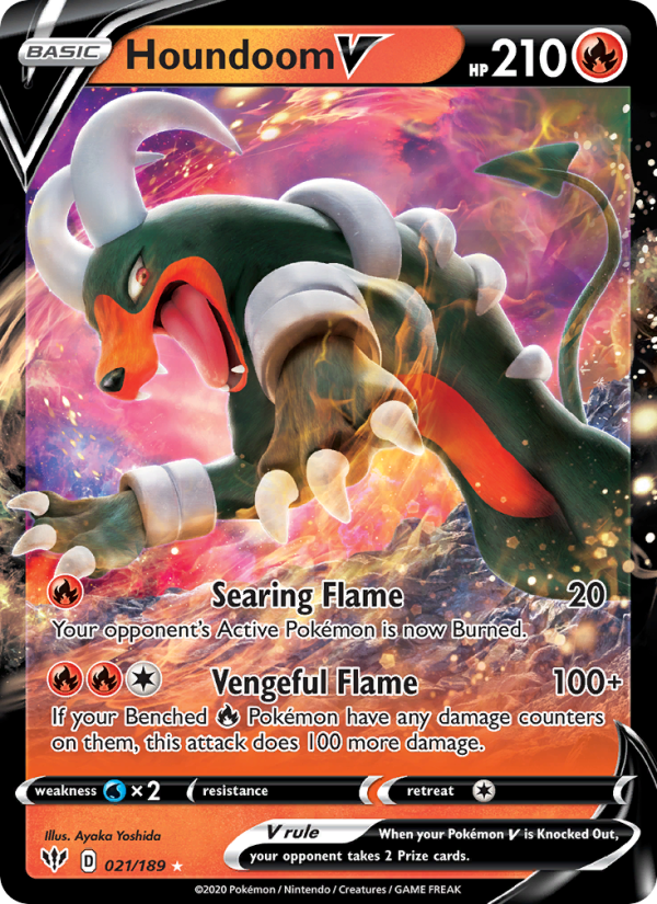 Houndoom V Holo Rare V (21/189) Darkness Ablaze