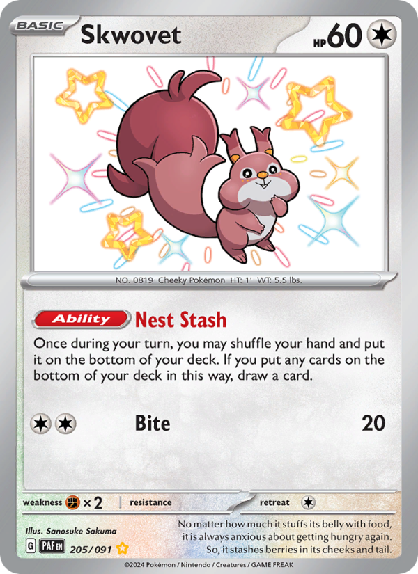 Skwovet Shiny rare (205/91) Paldean Fates