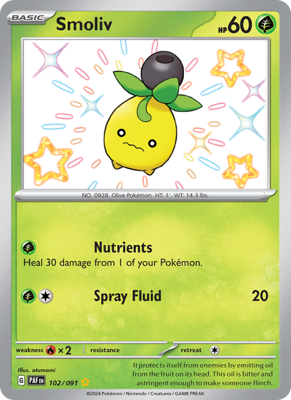Smoliv Shiny rare (102/91) Paldean Fates