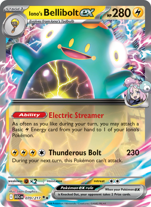 Iono's Bellibolt ex Double rare (070/217) Ascended Heroes