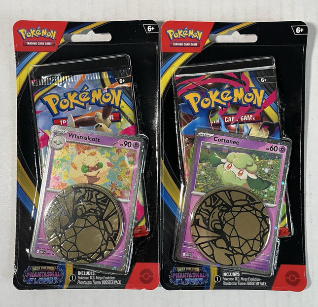Pokemon Card Game - ME02 Phantasmal Flames Checklane blister (Random Whimsicott or Cottonee) 
