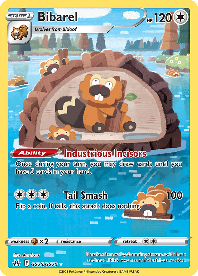 Bibarel Trainer Gallery Rare Holo (GG25/GG70) Crown Zenith Galarian Gallery