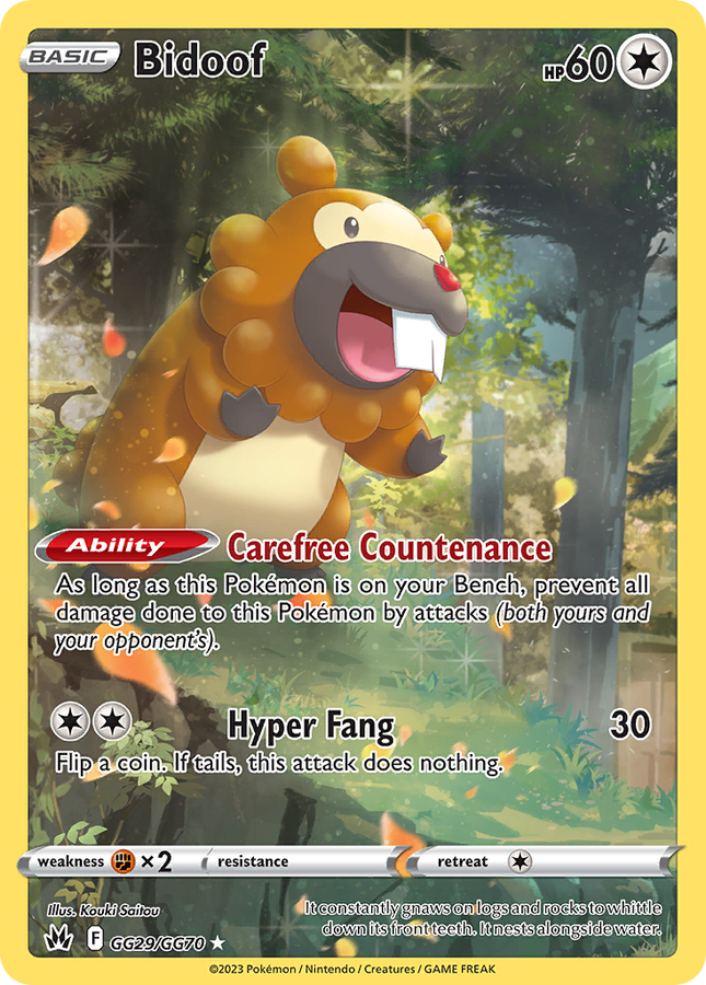 Bidoof Trainer Gallery Rare Holo (GG29/GG70) Crown Zenith Galarian Gallery