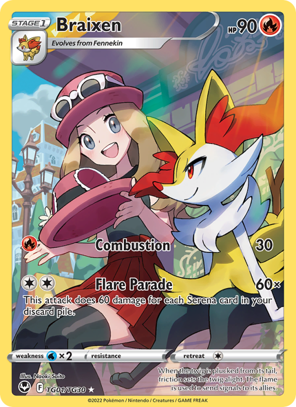 Braixen Holo Rare (TG01/195) Silver Tempest