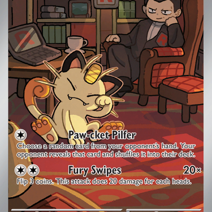 Team Rocket's Meowth Illustration rare (203/182) Destined Rivals