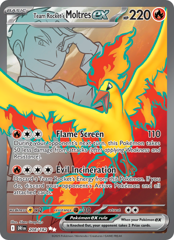 Team Rocket's Moltres ex Ultra Rare (208/182) Destined Rivals