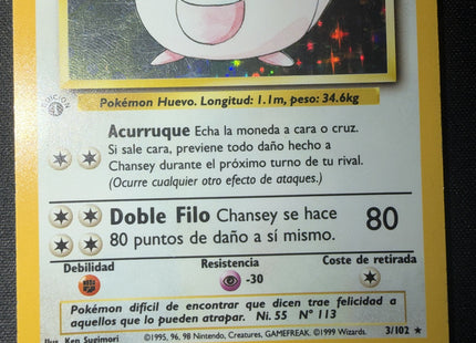 Chansey Rare (3/102) base set – 1st edition [ES]