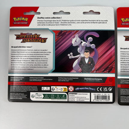 Pokemon JCC Pack Blister 3 Boosters EV10 Rivalités Destinées Kangourex/Zéblitz (1 aléatoire) [FR]