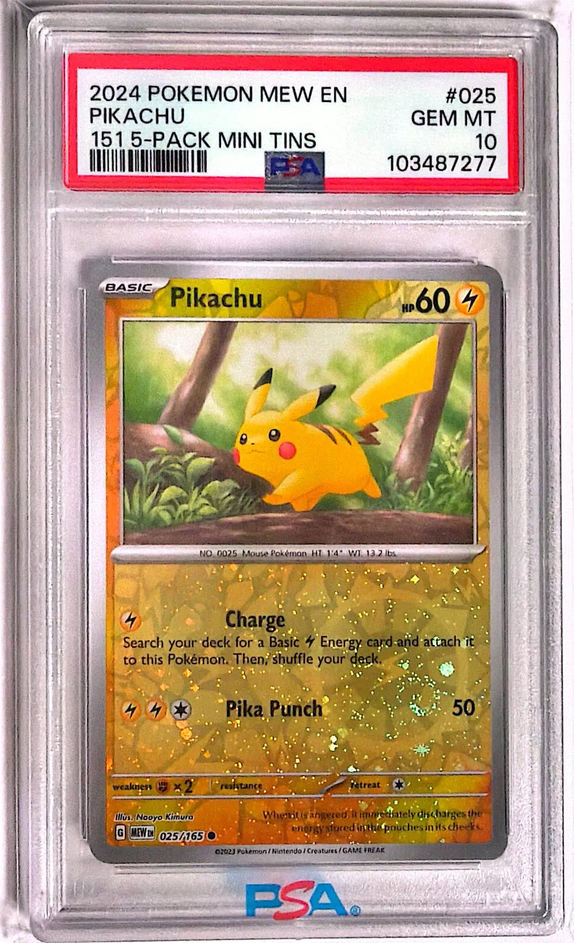 pokemon 151 pikachu card 2023 Japanese Reverse Holo Master Ball #025 PSA 10 prevent all damage done to this Pokemon by attacks.Attack 2 Alakazam 151 Pikachu Ex 238/191