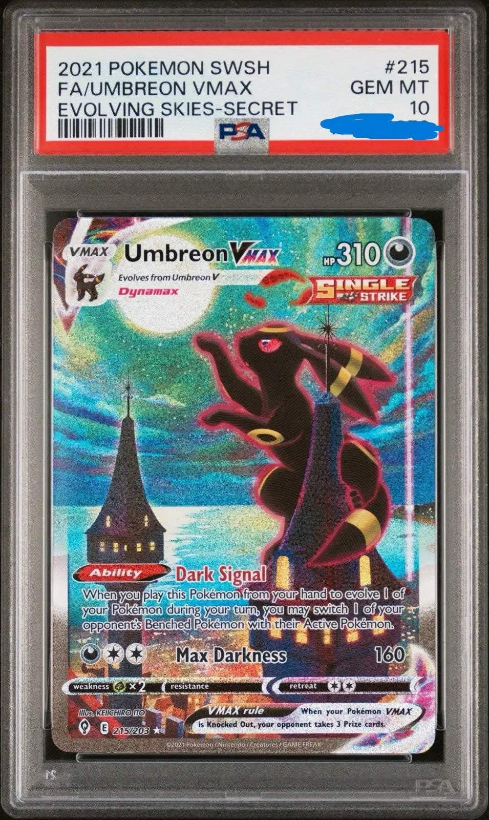 Umbreon VMAX Rare Rainbow (215/203) Evolving Skies PSA 10 – Bescards