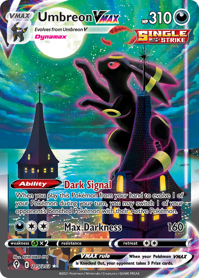 Umbreon VMAX Rare Rainbow (215/203) Evolving Skies PSA 10