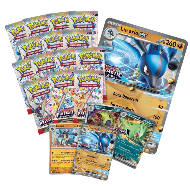 Pokemon Prismatic Evolutions Lucario ex & Tyranitar ex Premium Collection 