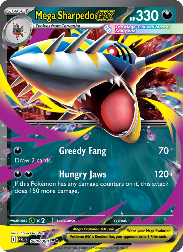Mega Sharpedo ex Double rare (061/94) Phantasmal Flames