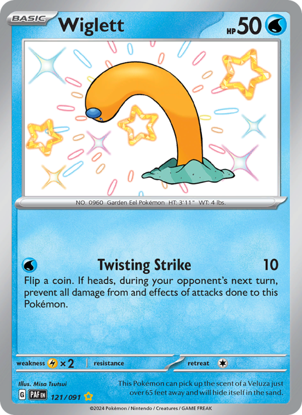 Wiglett Shiny rare (121/91) Paldean Fates
