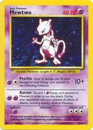 Mewtwo Holo Rare (10/102) Base set - GD