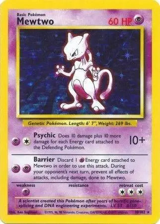 Mewtwo Holo Rare (10/102) Base set - GD