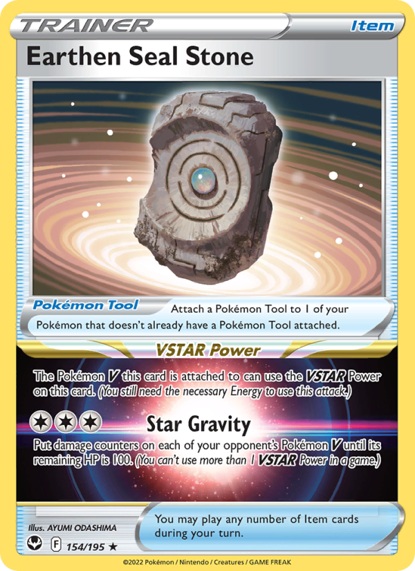 Earthen Seal Stone Holo Rare (154/195) Silver Tempest