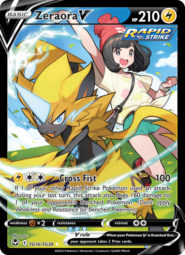 Zeraora V Holo Rare V (TG16/195) Silver Tempest