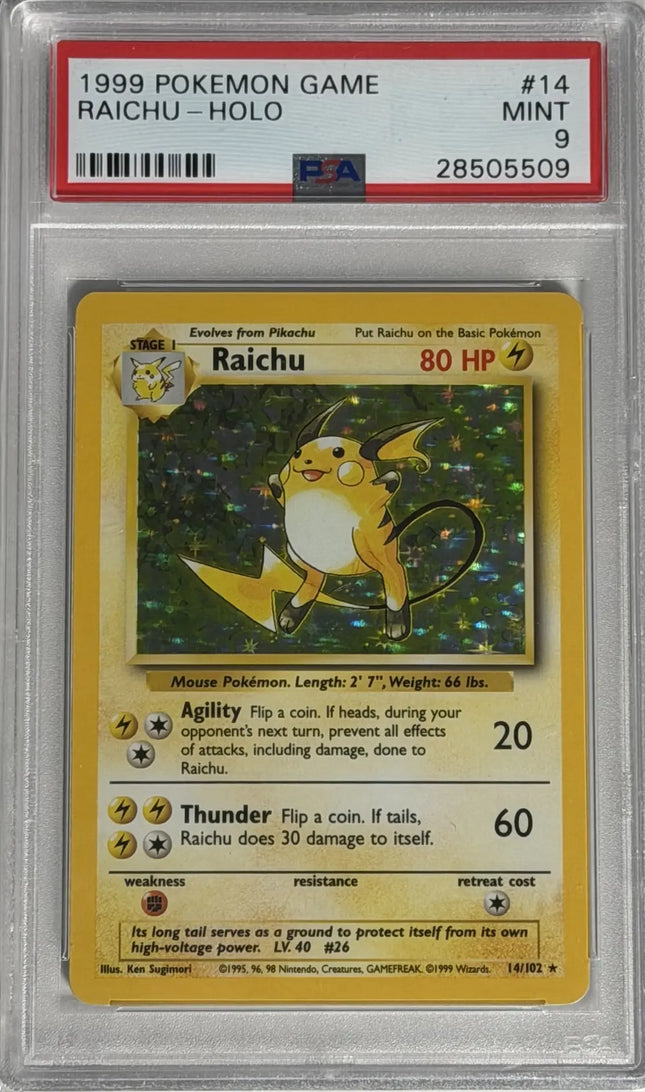 Raichu Rare Holo PSA 9 (14/102) base1