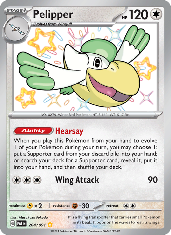 Pelipper Shiny rare (204/91) Paldean Fates