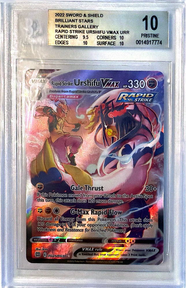 Rapid Strike Urshifu VMAX Rare Holo VMAX (TG21/TG30) Brilliant Stars Trainer Gallery BGS10