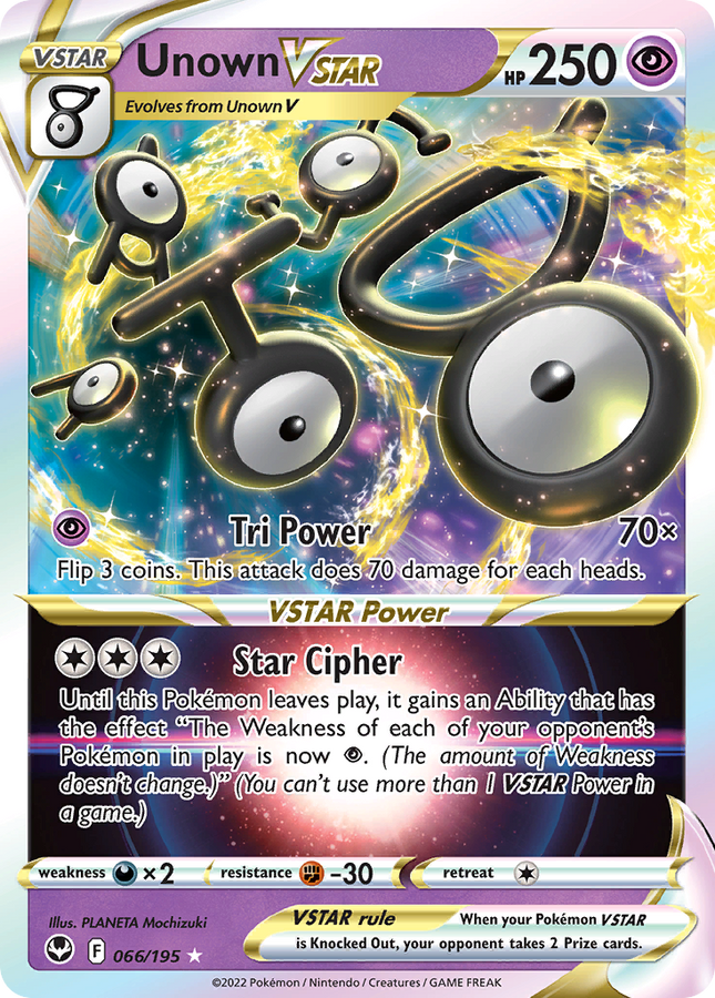 Unown VSTAR Rare Holo VSTAR (066/195) Silver Tempest