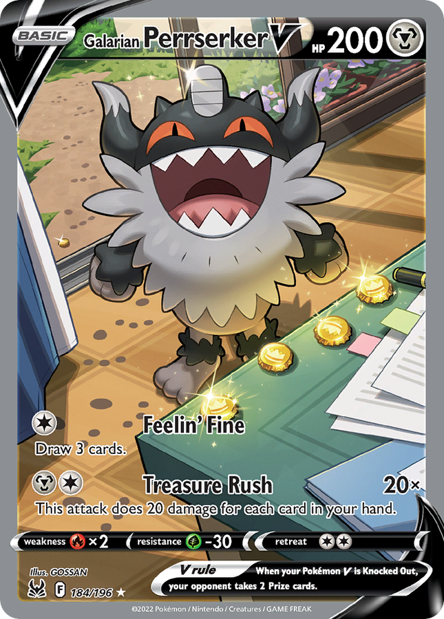 Galarian Perrserker V Rare Ultra (184/196) Lost Origin