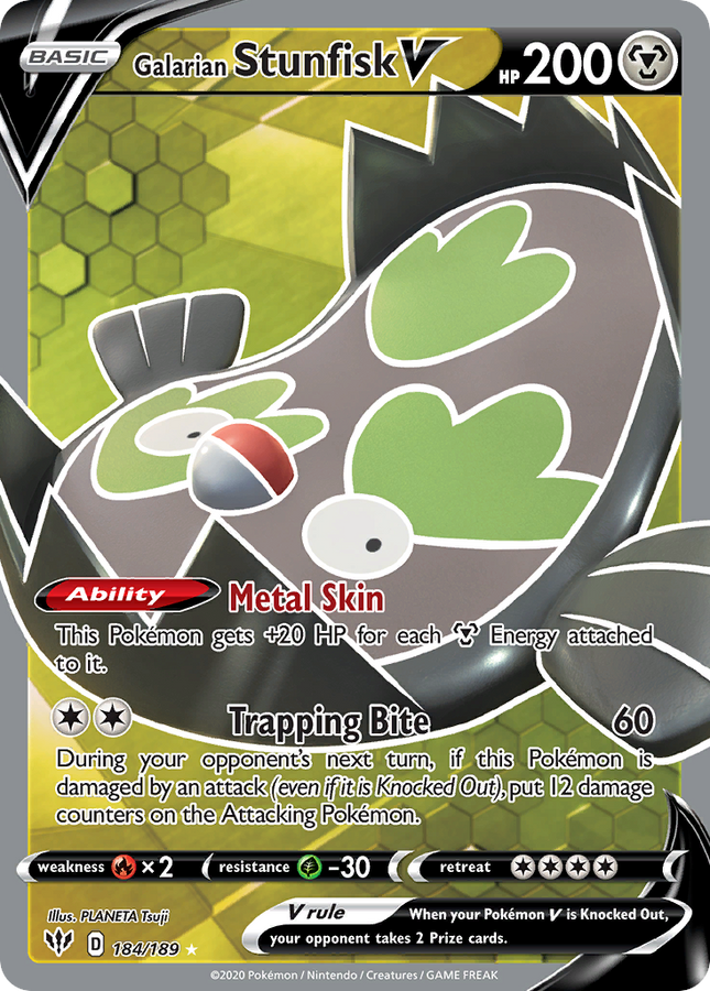 Galarian Stunfisk V Rare Ultra (184/189) Darkness Ablaze