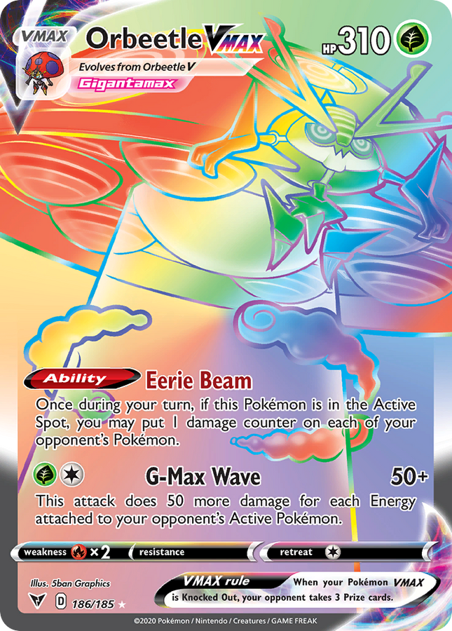 Orbeetle VMAX Rare Rainbow (186/185) Vivid Voltage