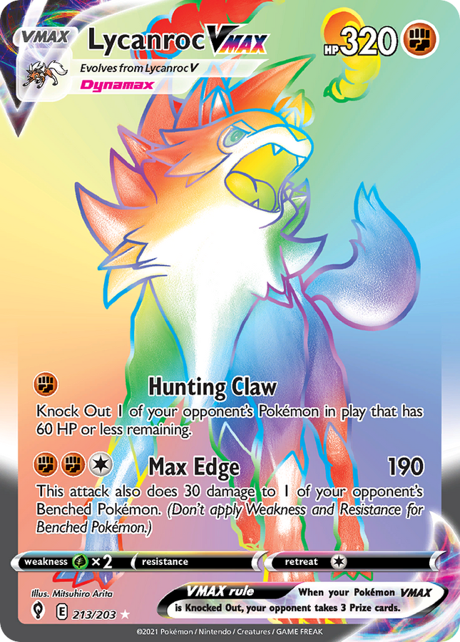 Lycanroc VMAX Rare Rainbow (213/203) Evolving Skies