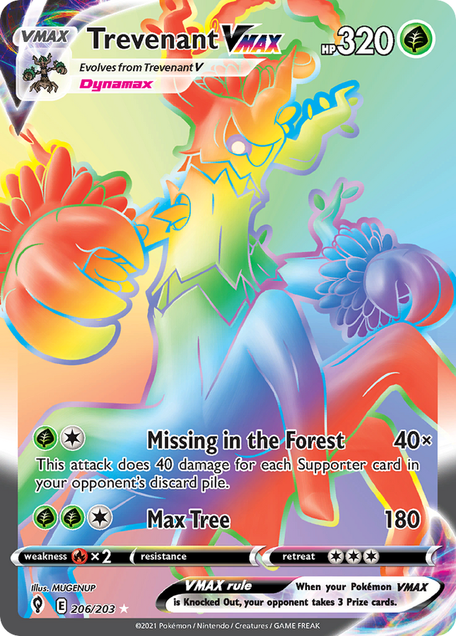 Trevenant VMAX Rare Rainbow (206/203) Evolving Skies