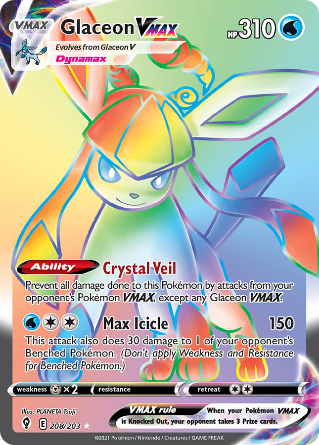 Glaceon VMAX Rare Rainbow (208/203) Evolving Skies