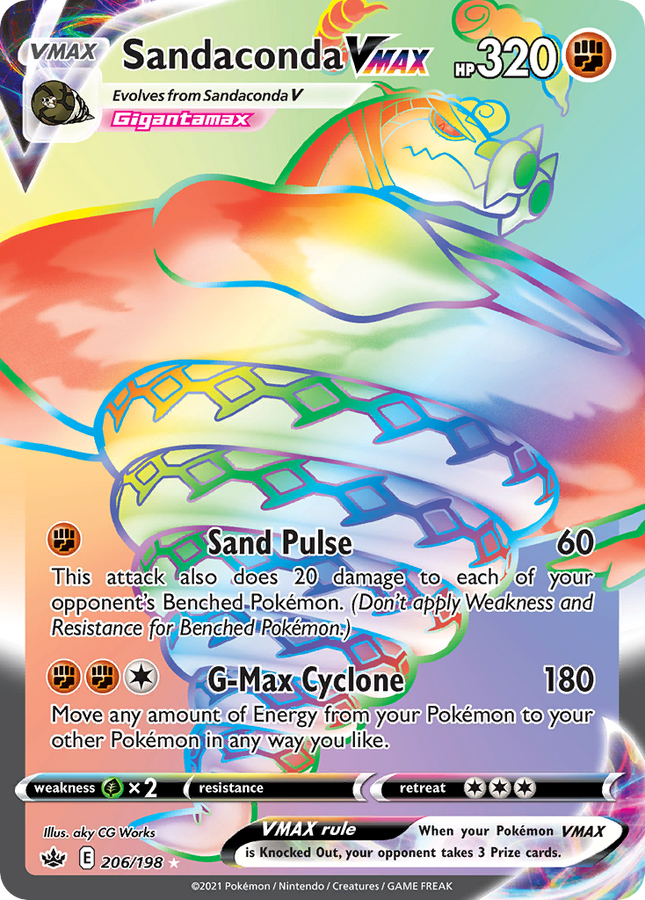 Sandaconda VMAX Rare Rainbow (206/198) Chilling Reign