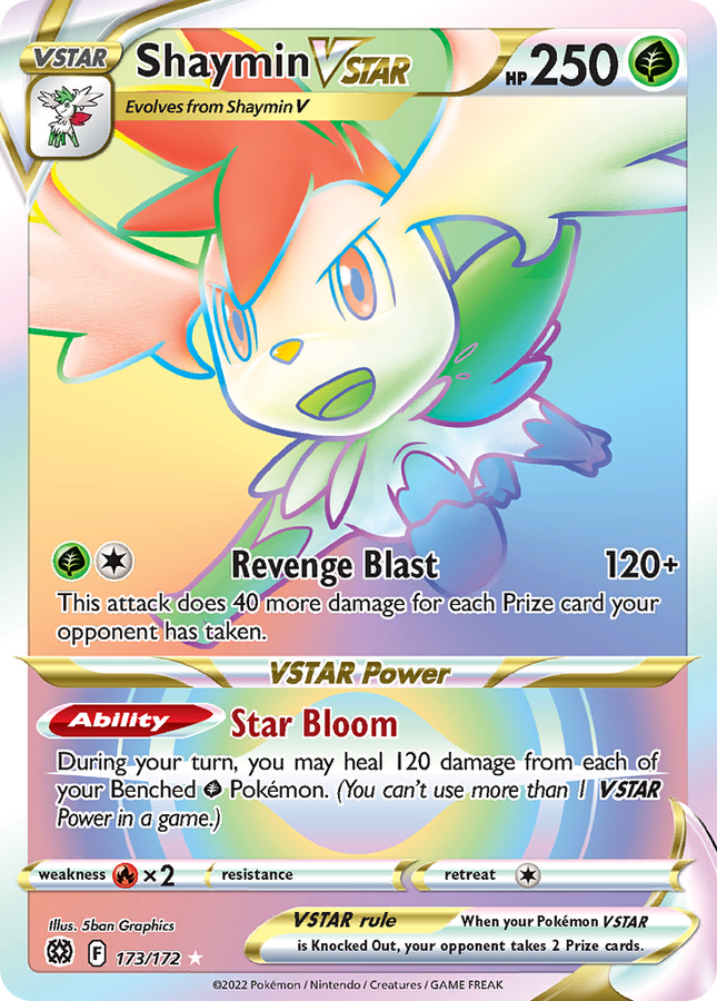 Shaymin VSTAR Rare Rainbow (173/172) Brilliant Stars