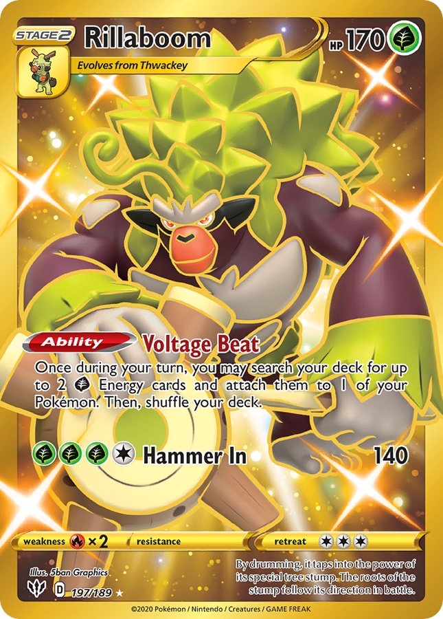 Rillaboom Rare Secret (197/189) Darkness Ablaze