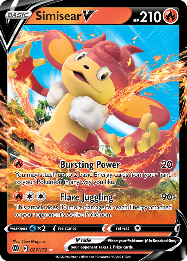 Simisear V Rare Holo V (027/172) Brilliant Stars