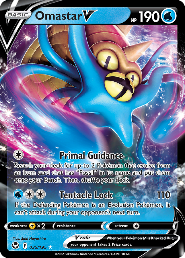 Omastar V Rare Holo V (035/195) Silver Tempest