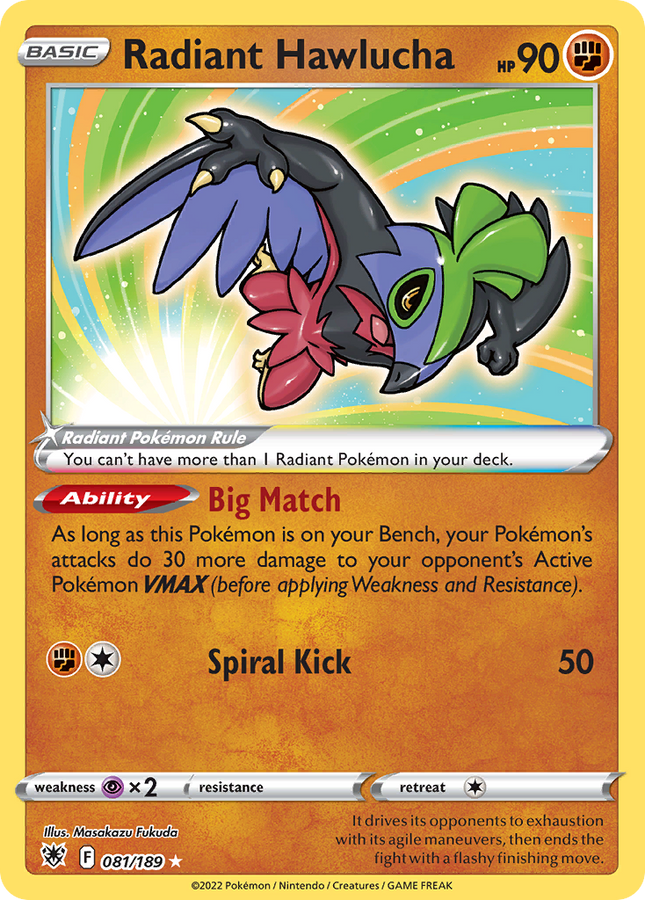 Radiant Hawlucha Radiant Rare (081/189) Astral Radiance