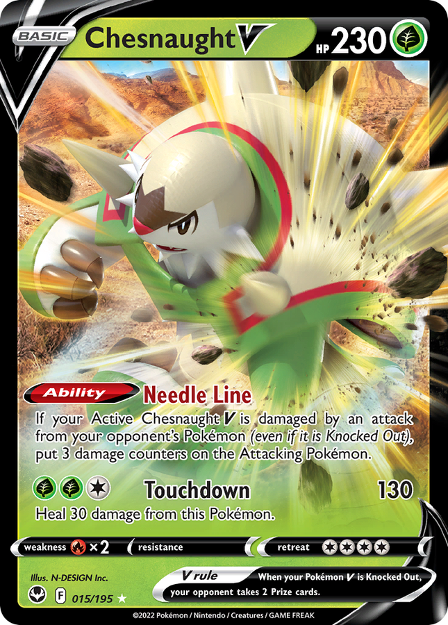 Chesnaught V Rare Holo V (015/195) Silver Tempest