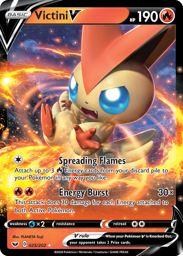 Victini V Rare Holo V (025/202) Sword & Shield