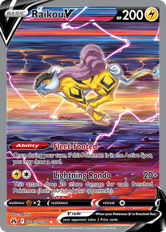 Raikou V Rare Holo V (GG41/GG70) Crown Zenith Galarian Gallery