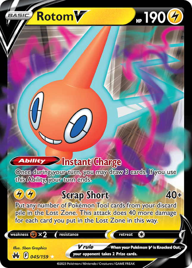 Rotom V Rare Holo V (045/159) Crown Zenith