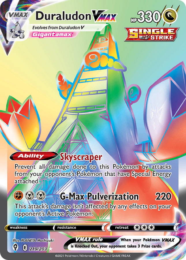 Duraludon VMAX Rare Rainbow (219/203) Evolving Skies