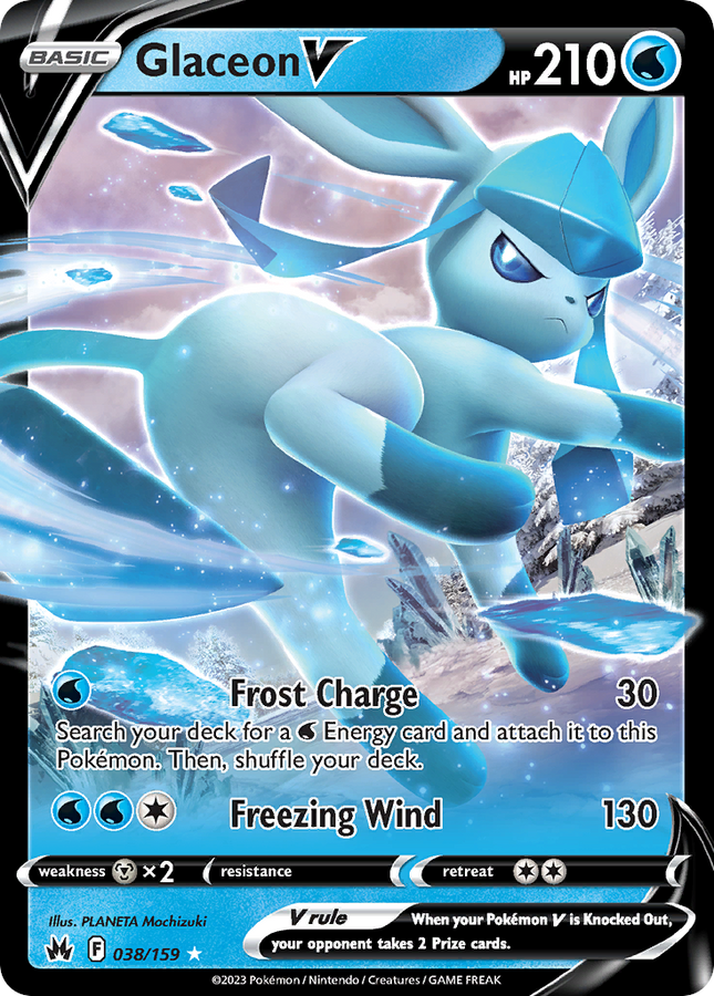 Glaceon V Rare Holo V (038/159) Crown Zenith