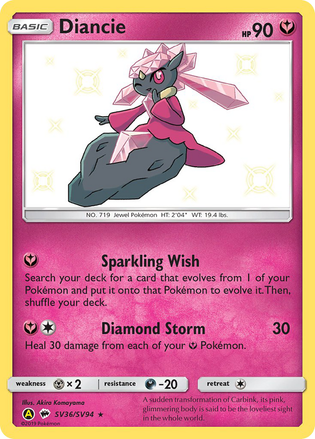 Diancie Rare Shiny (SV36/SV94) Hidden Fates Shiny Vault