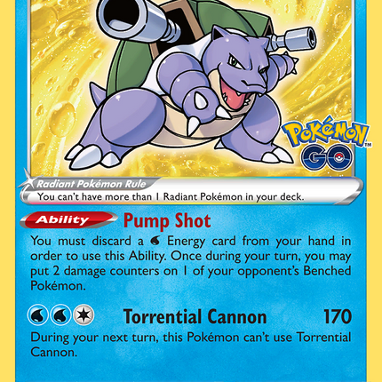 Radiant Blastoise Radiant Rare (018/078) Pokémon GO