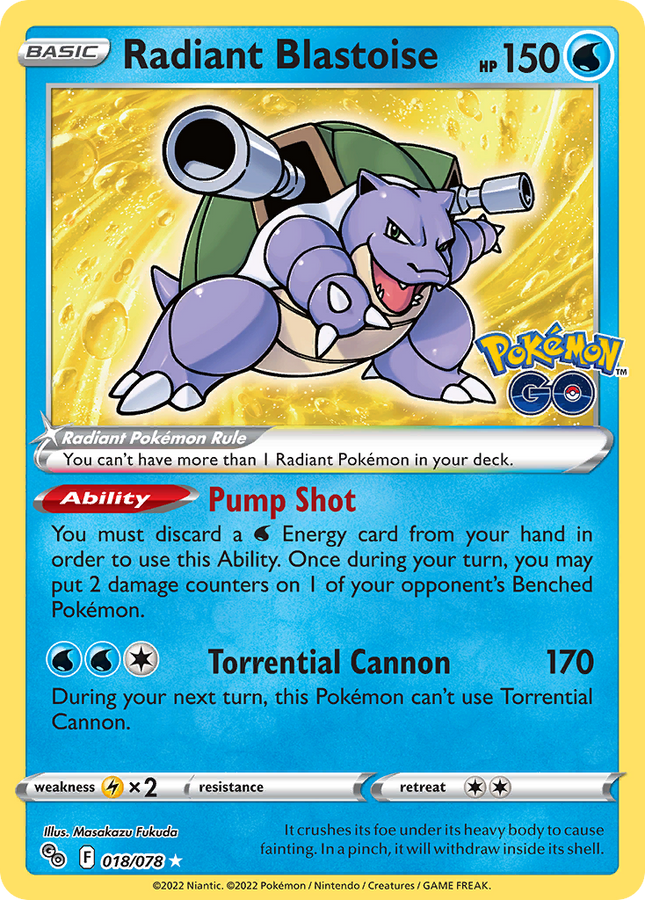 Radiant Blastoise Radiant Rare (018/078) Pokémon GO
