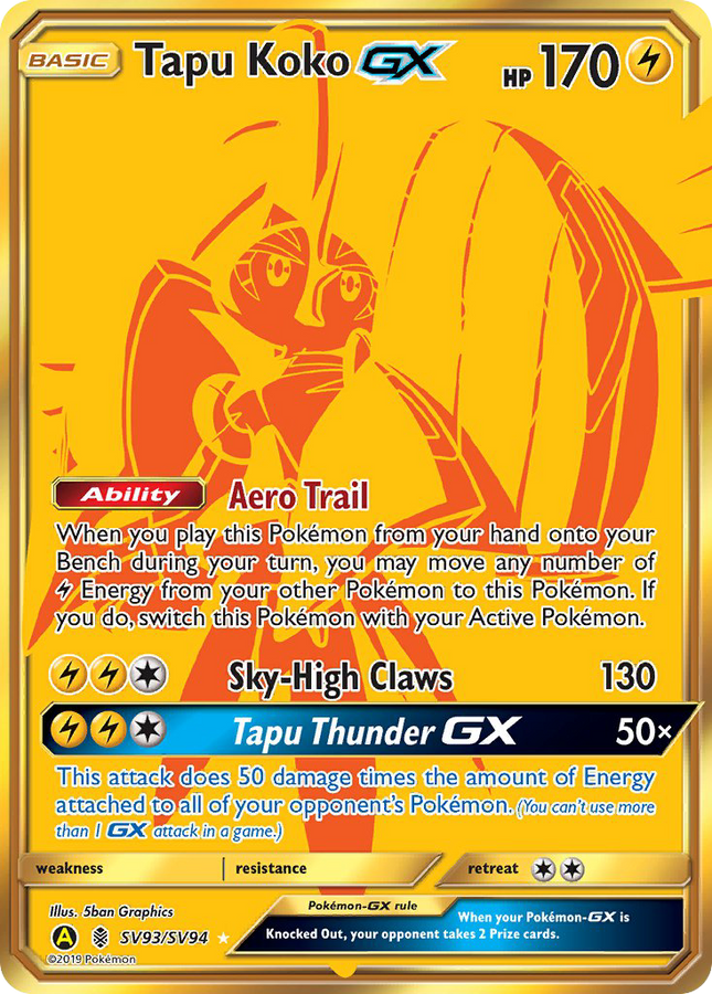 Tapu Koko-GX Rare Secret (SV93/SV94) Hidden Fates Shiny Vault